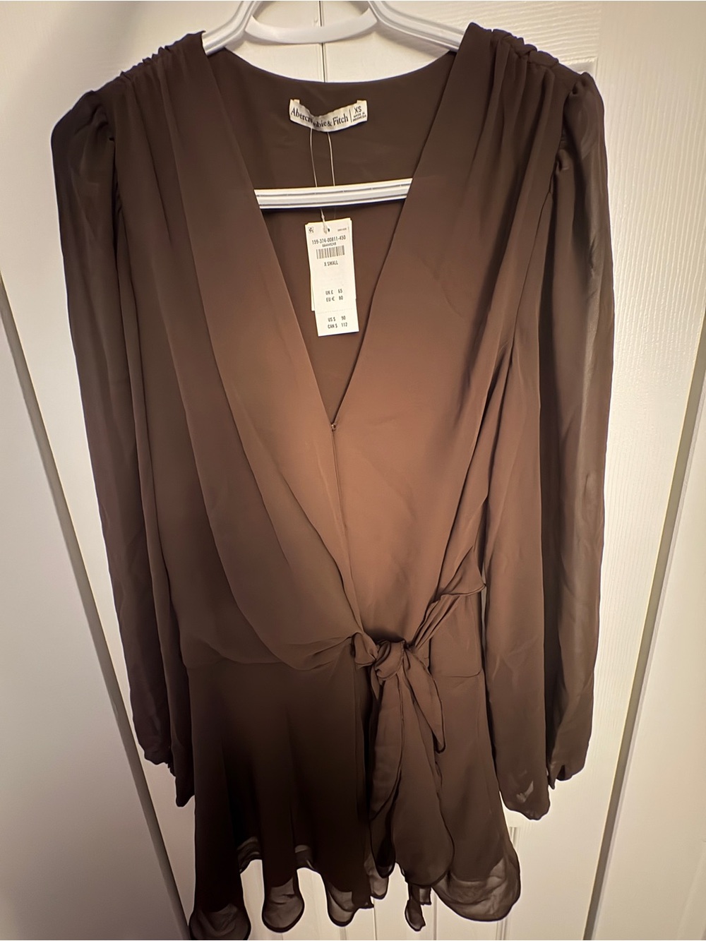 Women’s Brown Long-Sleeve Chiffon Dress